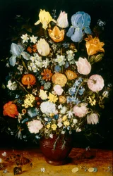Vase mit Blumen, mit Schwertlilien